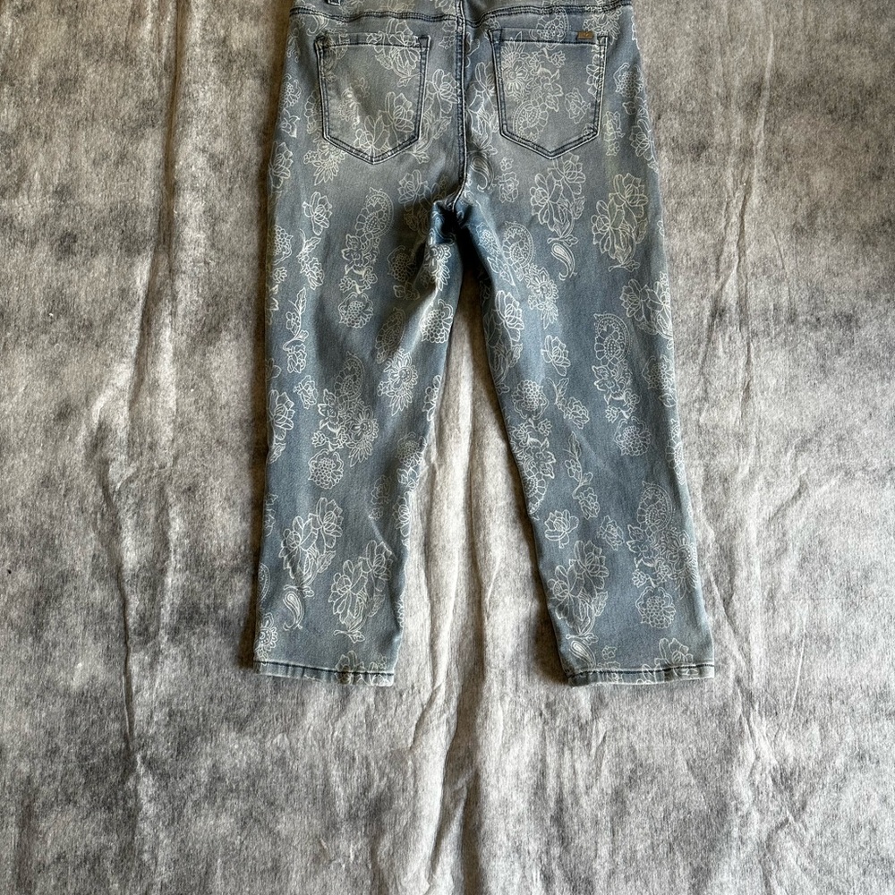 DG2 by Diane Gilman Floral Embroidered Cropped Jeans - Blue and Red - Picture 14 of 15
